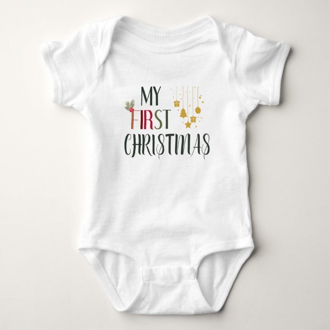 Body Para Bebê Meus Primeiros Ornamentos de Natal e Mistura (Frente)