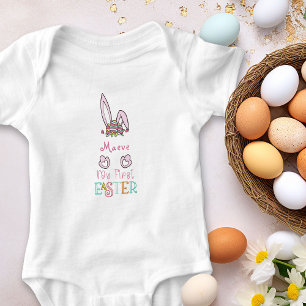 Body Para Bebê Meus Primeiros Ovos de Páscoa e Brincos de Coelho