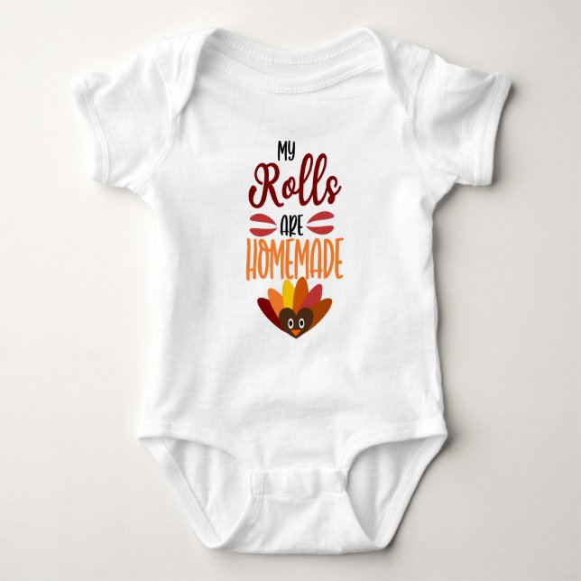 Body Para Bebê Meus Rolos São De Ação De Graças (Frente)