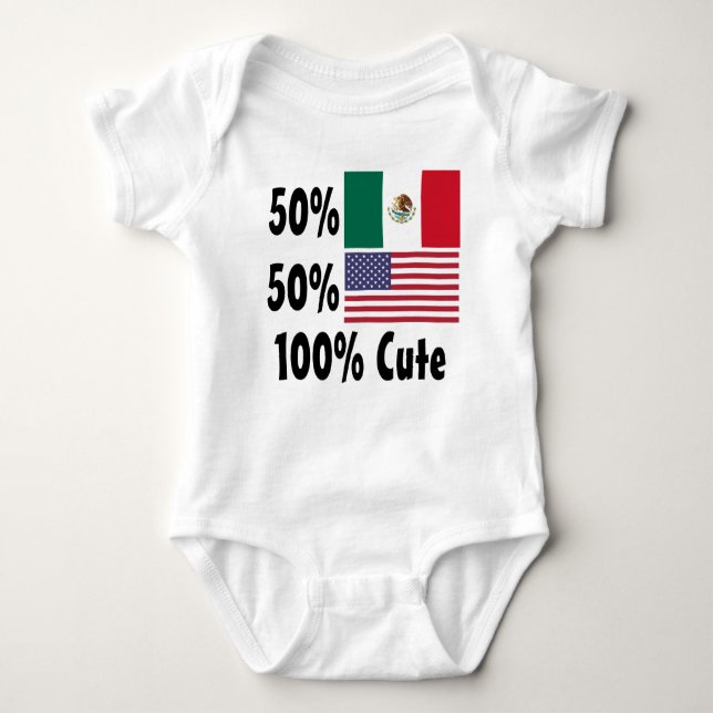 Body Para Bebê Mexicano 100% do americano 50% de 50% bonito (Frente)