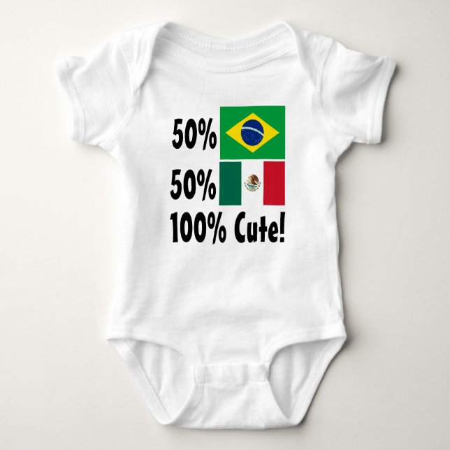 Body Para Bebê Mexicano 100% do brasileiro 50% de 50% bonito (Frente)