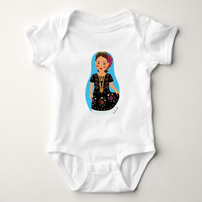 Body Para Bebê Mexicano, Tehuana Matryoshka Baby Body,Fato (Frente)