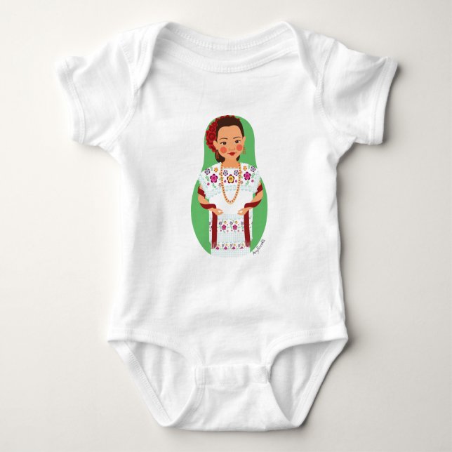 Body Para Bebê Mexicano, Yucatan Matryoshka Bebê Roupa (Frente)