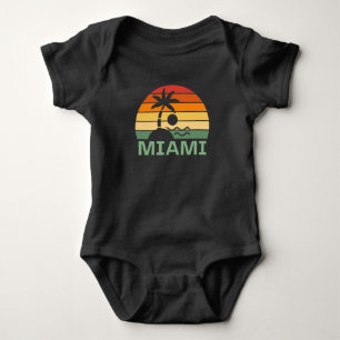 Body Para Bebê Miami Florida Vintage Palm Trees Summer Beach