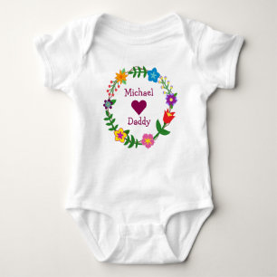 Body Para Bebê Michael Loves Pai Elegante Flowers Personalizar