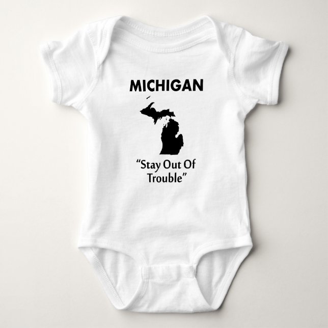 Body Para Bebê Michigan - Fique Fora de Problemas (Frente)