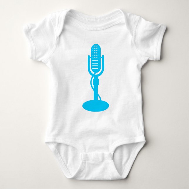 Body Para Bebê Microfone - Azul-céu (Frente)