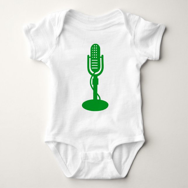 Body Para Bebê Microfone - Verde Grama (Frente)