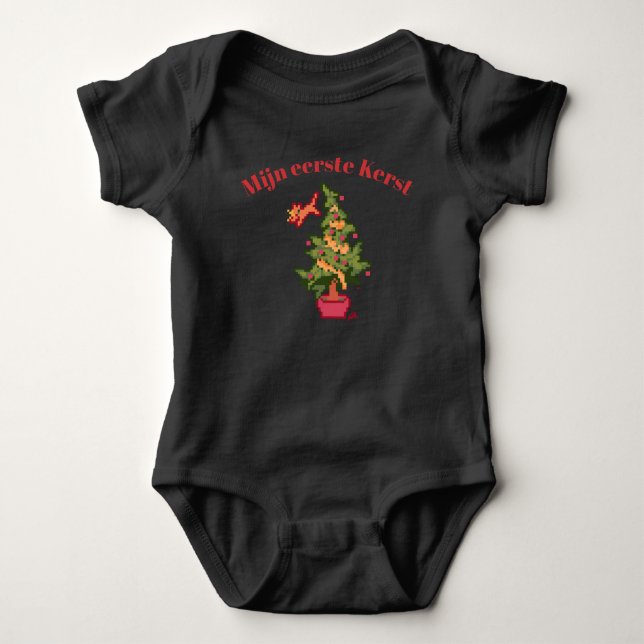 Body Para Bebê Mijn eerste Kerst pixel art, pixelart (Frente)