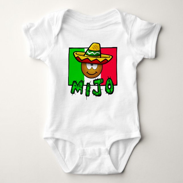 Body Para Bebê Mijo - Garoto Mexicano Bonito Vestindo Sombrero (Frente)