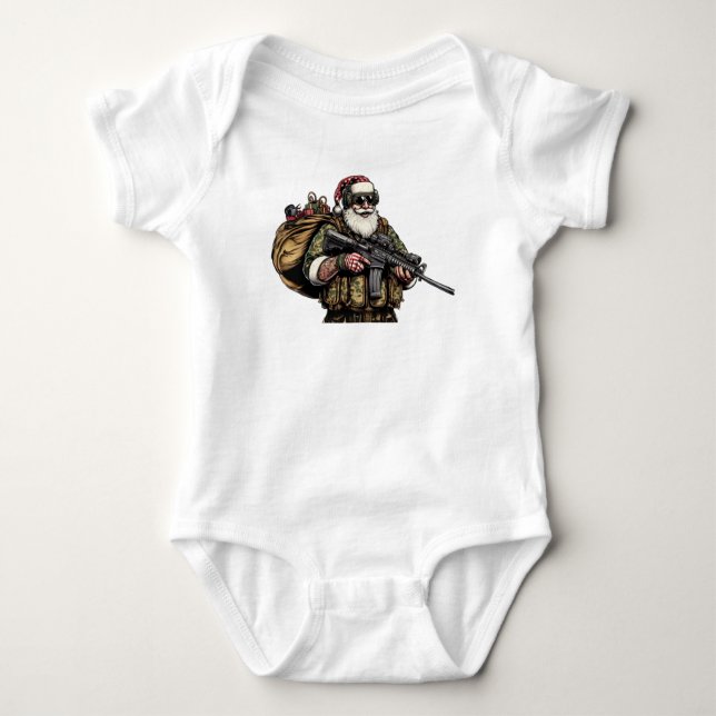 Body Para Bebê Militares Engraçados/Papais noeis de Natal (Frente)