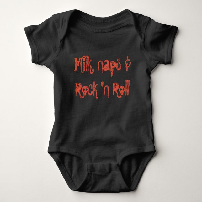 Body Para Bebê Milk, Naps & Rock 'N Roll Baby Jersey (Frente)