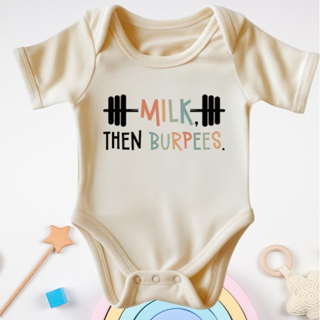 Body Para Bebê Milk Then Burpees Funny Fitness Gym (Criador carregado)