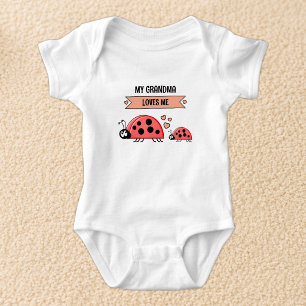 Body Para Bebê Minha avó me ama joaninhas pêssego