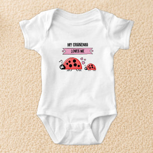 Body Para Bebê Minha avó me ama joaninhas rosa