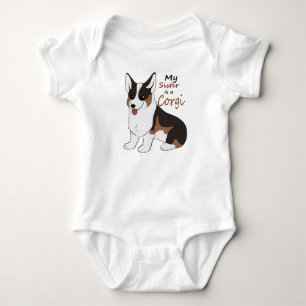 Body Para Bebê Minha irmã é um Corgi Tricolor