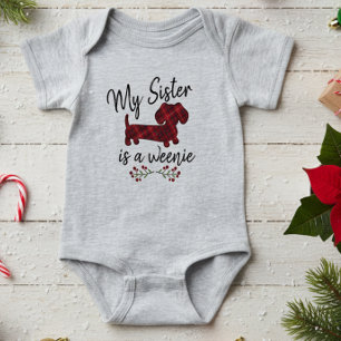 Body Para Bebê Minha Irmã é uma Cachorrinha - Cachorro de Natal W