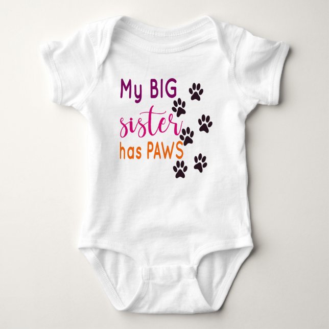 Body Para Bebê Minha Irmã Grande Tem Patas - Bonita (Frente)