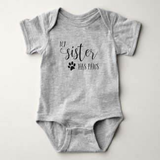 Body Para Bebê Minha irmã tem tipografia PAWS