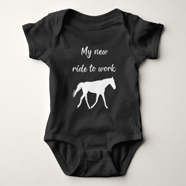 Body Para Bebê Minha Nova Carona para o Trabalho a Cavalo Engraça (Frente)