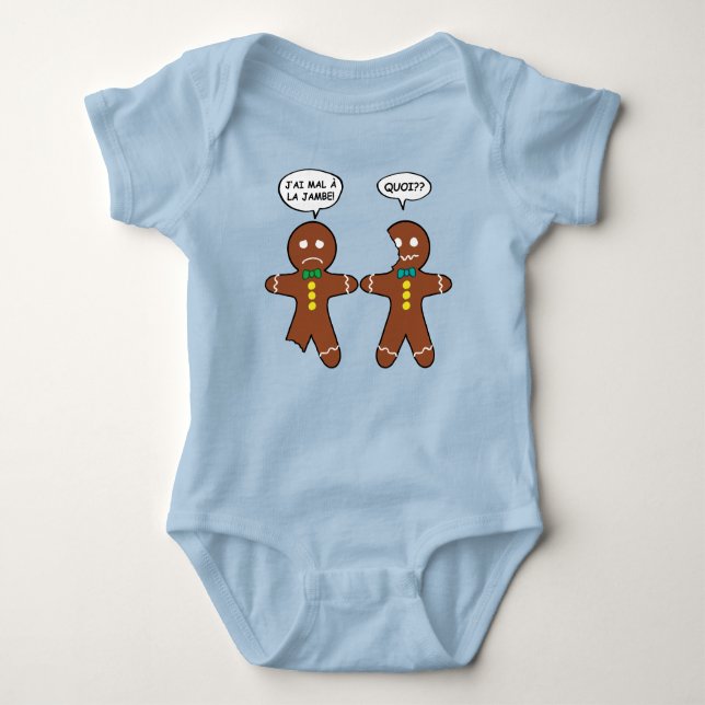 Body Para Bebê Minha Perna Magoa Gingerpão Cookie em francês (Frente)