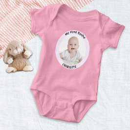 Body Para Bebê Minha Primeira Foto de Páscoa Bonito Rosa Fofo