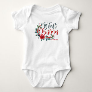 Body Para Bebê Minha Primeira Garota Personalizada Floral de Nata