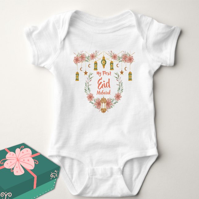 Body Para Bebê Minha Primeira Lâmpada De Flores Cuecas Eid Mubara (Criador carregado)