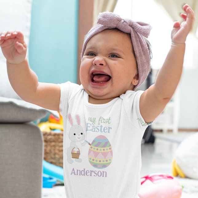 Body Para Bebê Minha primeira Páscoa | Coelho da Páscoa (Criador carregado)