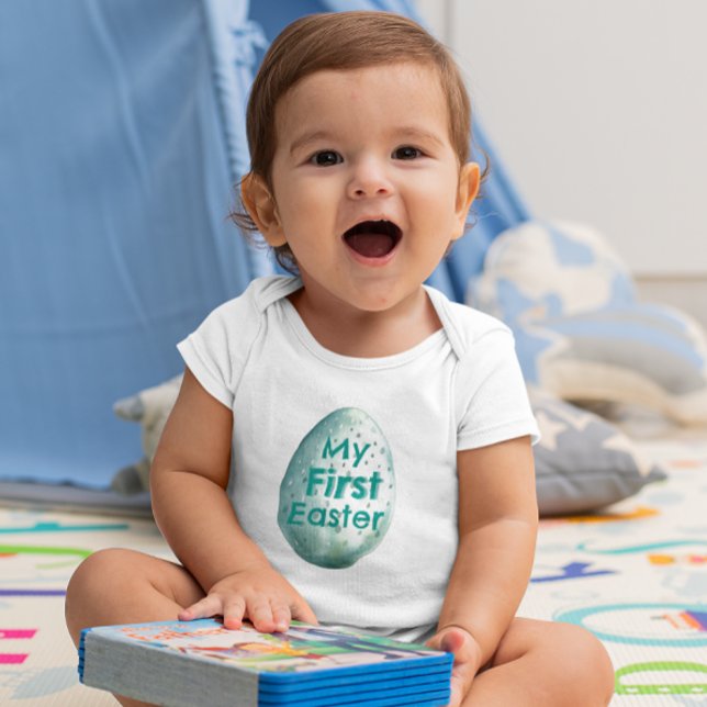 Body Para Bebê Minha primeira Páscoa | Nome personalizado | Ovo d (Criador carregado)