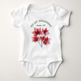 Body Para Bebê Minha Primeira Poinsettia De Natal - Nome Do Bebê