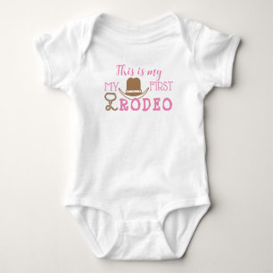 Body Para Bebê Minha Primeira Rapariga de Aniversário do Rodeo 1r