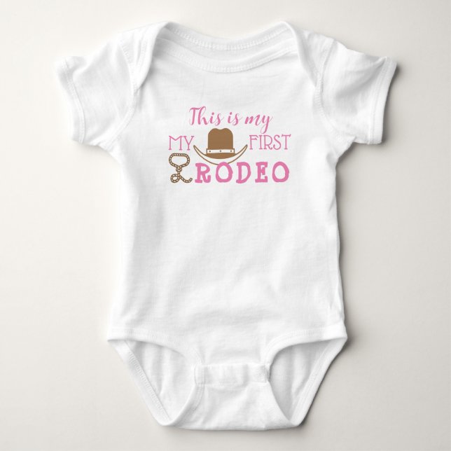 Body Para Bebê Minha Primeira Rapariga de Aniversário do Rodeo 1r (Frente)