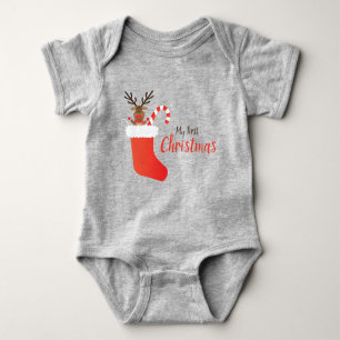 Body Para Bebê Minha Primeira Reindeer De Natal Em Um Vermelho Es