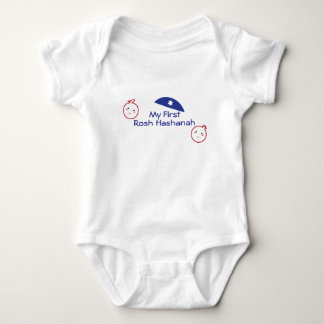 Body Para Bebê Minha Primeira Rosh Hashanah-apple, romã, kippah