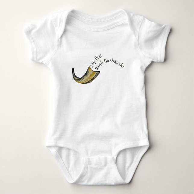 Body Para Bebê Minha primeira roupa de bebê Rosh Hashanah Shfar (Frente)