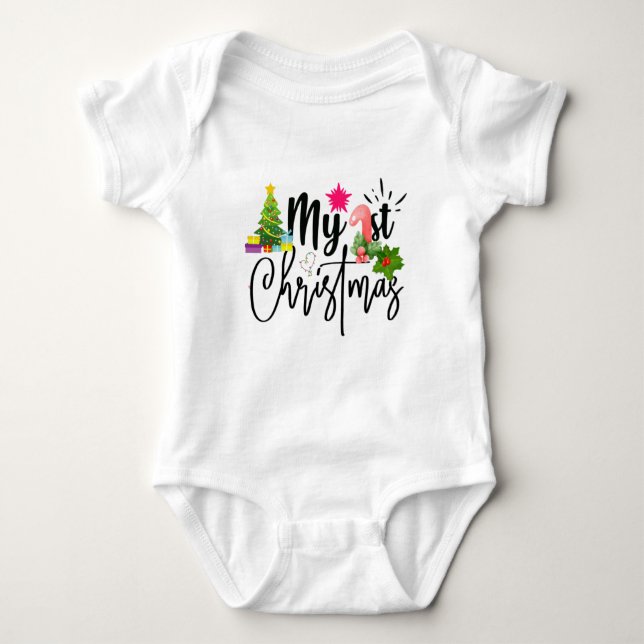 Body Para Bebê minha primeira roupa de natal (Frente)