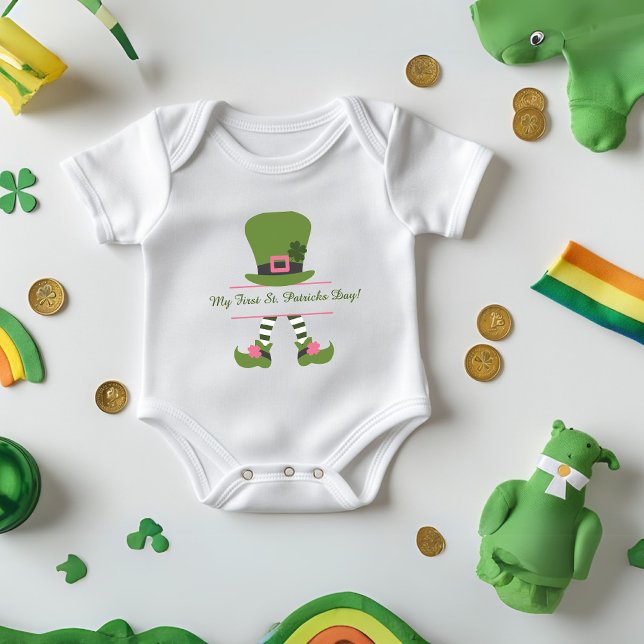 Body Para Bebê "Minha primeira Rua. Dia de Patrick" Personalizado ("My First St. Patrick's Day" Custom for Girls Baby Bodysuit)