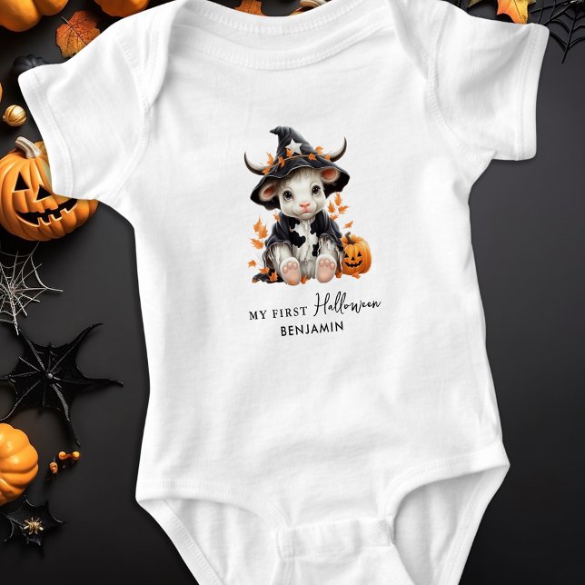 Body Para Bebê Minha Primeira Vaca de Bruxa Personalizada (Criador carregado)