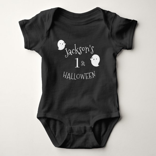 Body Para Bebê Minha rua de Halloween Black & White Personalizada (Frente)