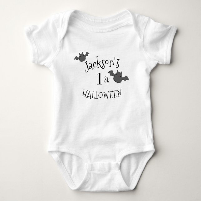Body Para Bebê Minha rua de Halloween Black & White Personalizada (Frente)