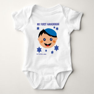 Body Para Bebê Minha rua Hanukkah com o garoto Blue