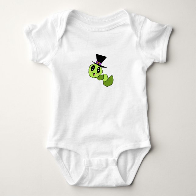 Body Para Bebê Minhoca Fofa com Bebê de Chapéu (Frente)