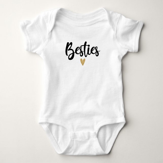 Body Para Bebê Mini Besties Correspondente Script T-Shirt (Frente)
