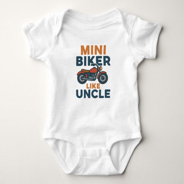 Body Para Bebê Mini Biker Como Tio Legal Motocicleta (Frente)