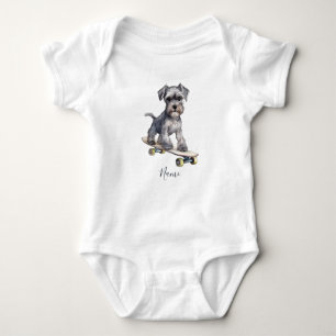 Body Para Bebê Miniatura Por Aquarela Schnauzer Bebê Roupa