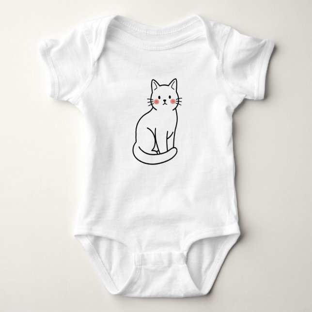 Body Para Bebê Minimal Cat Baby Bodysuit – Cute Simple Kitty Desi (Frente)