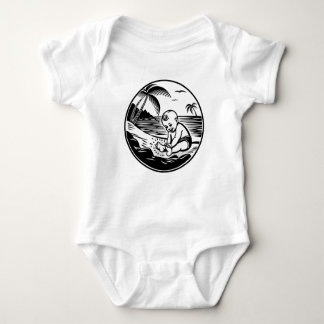 Body Para Bebê Minimalist Baby Bodysuit with Tropical Beach 