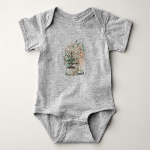 Body Para Bebê Minimalista Gráfico de Planta Boho em Aquarela - E