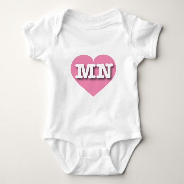 Body Para Bebê Minnesota Pink Heart - Eu amo MN (Frente)